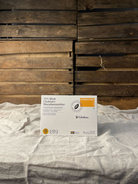 75% Mörk choklad med macadamianötter 70g